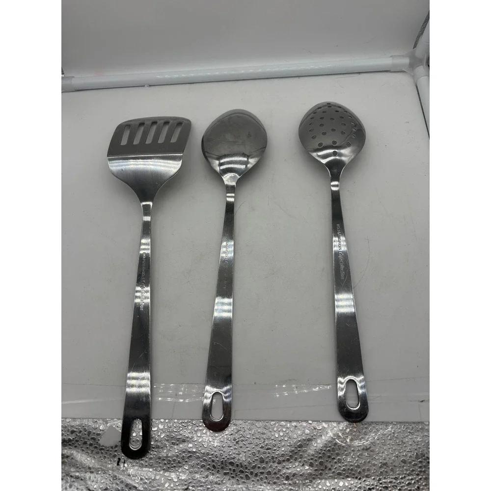 Wolfgang Puck Stainless Steel Utensil Lot 3 Pc Slotted Spatula Turner Spoons Set
